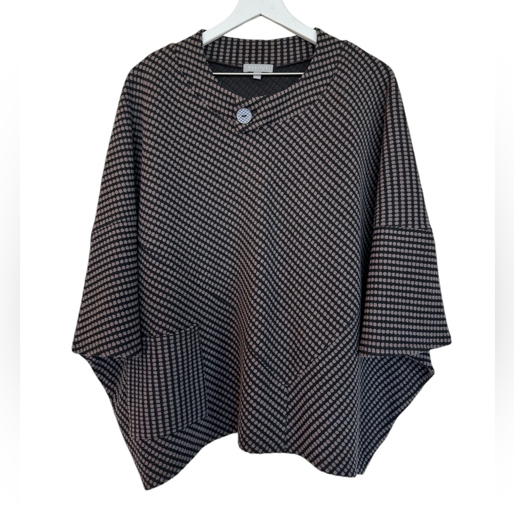 Habitat Soft Textured Lagenlook Oversized Poncho Sweater Brown Black Size Small